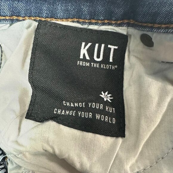 Kut From The Kloth Blue Raw Hem Skinny Jeans | Size 6 Mid-Rise Stretch Denim - Picture 6 of 11